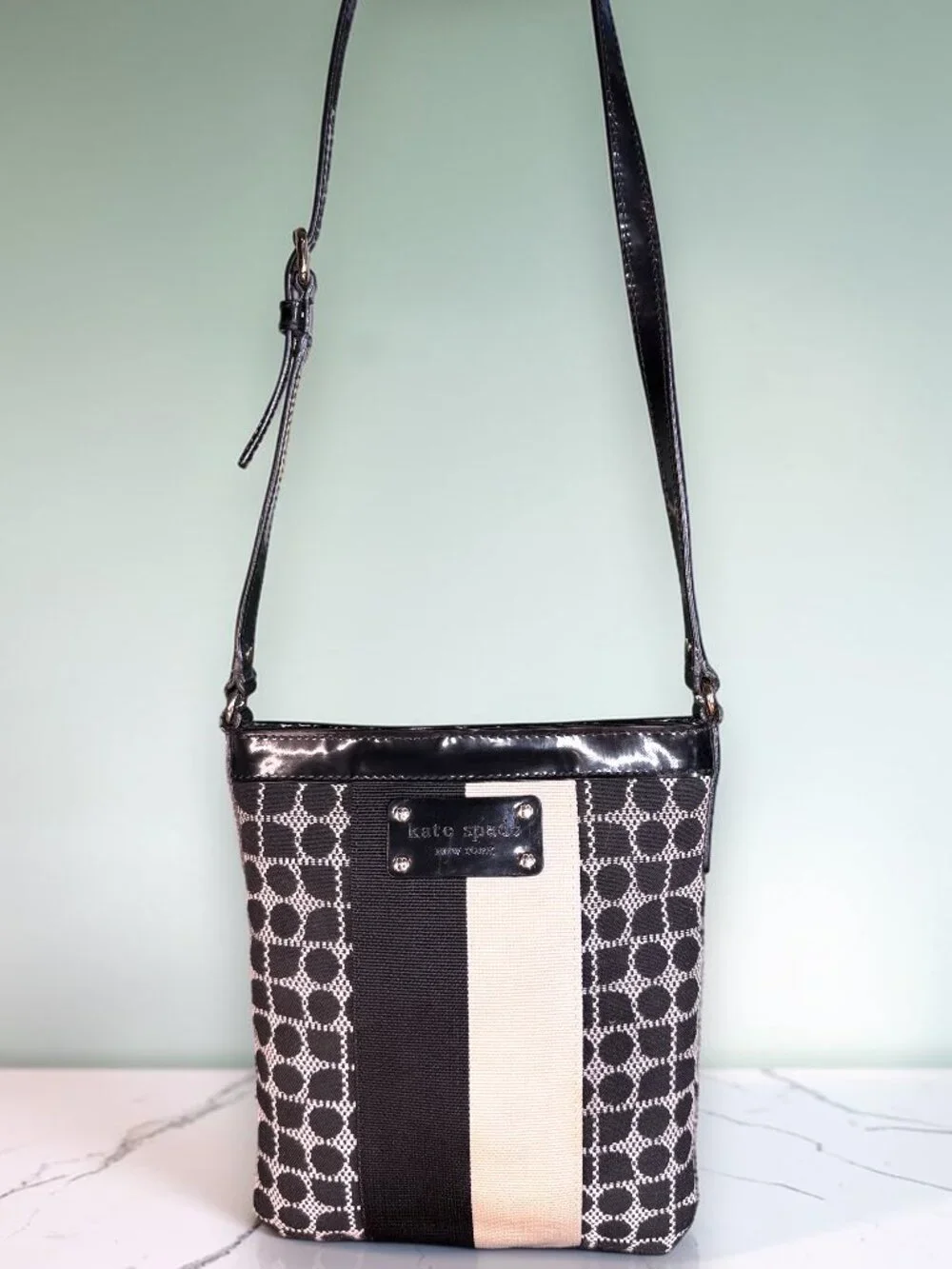 Kate Spade Dot Noel Black and White Swingpack Crossbody Bag